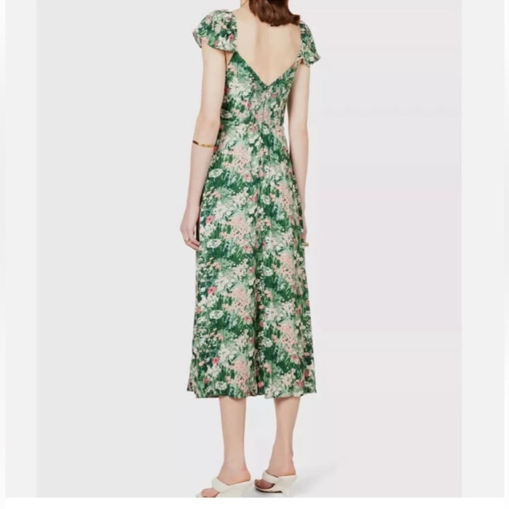 Floral Green and Pink Women's Dress - Picture 2 of 4